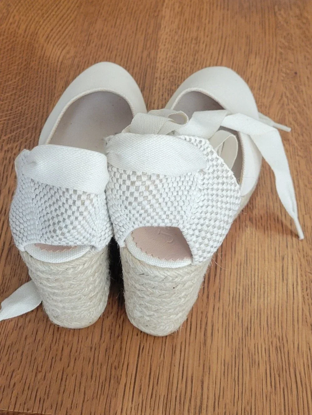 J. Crew Made-in-Spain Lace-up High Heel Espadrilles - Ivory